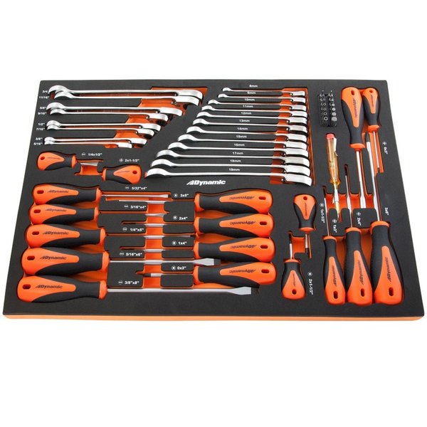 Dynamic Tools 41Pcs Screwdriver & Ratcheting Wrench Set W/ Foam Tool Organizer D096001-FT3T